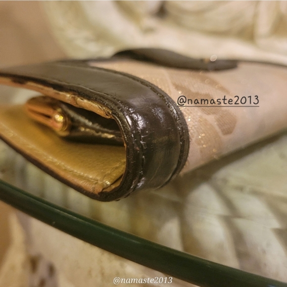 L.A.M.B. by Gwen Stefani Gold Glam Leather Fabric Wallet Designer Luxury #102 - Picture 10 of 16